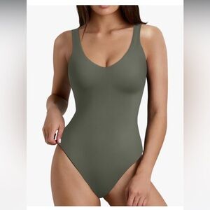 V-neck tank bodysuit